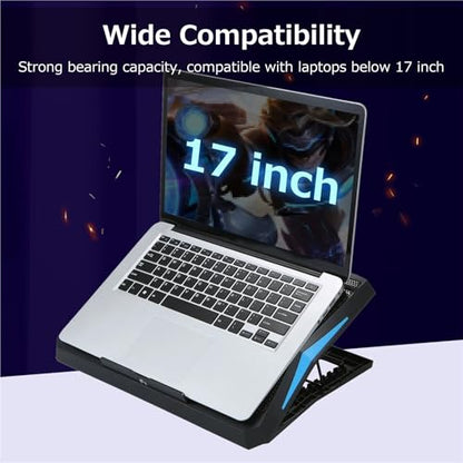 Compatible for Under 17" Laptop Cooling Pad 6 Fans 6 Height Adjustable Stand Built-in Phone Holder