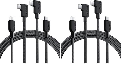 Anker USB C to USB C Right Angle Cable, 240W 90 Degree Type-C Braided Charging Cord for iPhone 17 Series and More (2Pack 6FT Black) (Pack of 2) - size: 6ft (pack of 2)