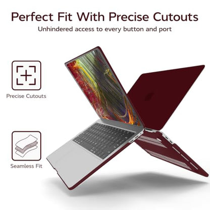 Anban for MacBook Pro 13 inch Case M2/M1 2025 2024 2023 2022-2016, Burgundy | Plastic Laptop Hard Shell Case with Keyboard Cover & Screen Protector, Model A2338 A2251 A2289 A2159 A1989 A1708 A1706 - color: Marsala Red