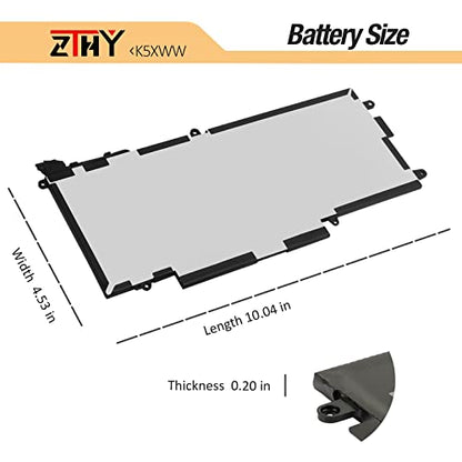 ZTHY 60Wh K5XWW 71TG4 Laptop Battery Replacement for Dell Latitude 7389 | Latitude 7390 Latitude 12 5000 5289 2-in-1 L3180 E5289 P29S001 P29S002 Series 451-BBZC 6CYH6 725KY N18GG CFX97 7.6V 4-Cell - size: 10.04*4.53*0.20 inch K5XWW