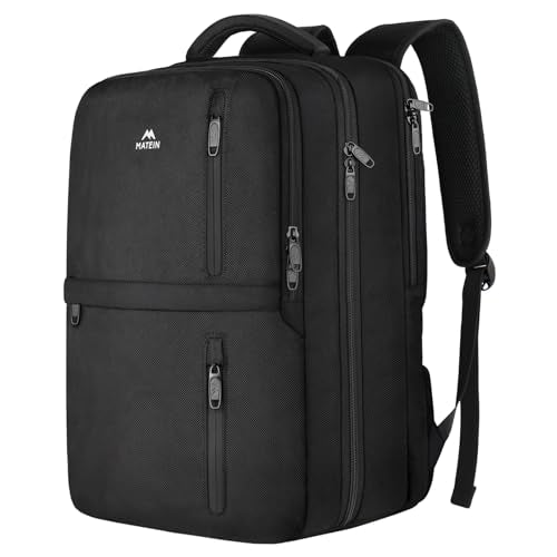 MATEIN Extra Large 45L Travel Backpack, Airline Approved 18 Inch Backpack | Shoe Compartment, Water Resistant, College Luggage Backpack, Casual Daypack, Overnight Weekender Travel Bag, Black - color: Black, size: XX-Large