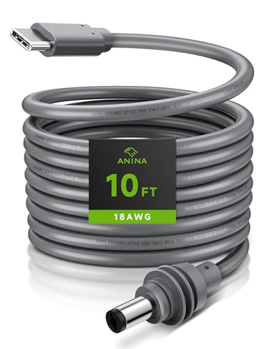 Anina USB-C to DC Power Cable for Starlink Mini (3M/9.8FT) with Smart PD Chip, 18AWG Replacement Type C Male to DC5521 Male Charging Cord, Stable Power Supply Accessory for Outdoor Camping - size: 3M/9.8FT