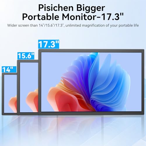 17.3 Inch Portable Monitor, HD+ 1600×900 Resolution, 16:9 Widescreen IPS Display, Ultra-Slim External Second Monitor for Laptop, Phone, PS5, Xbox, Switch, PC (17.3") - size: 17.3"