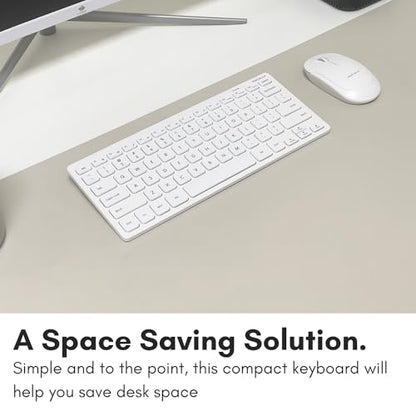 Macally Mini Compact Keyboard - Wireless Keyboards for Desktop PC, Surface, Chromebook, Notebook, Laptop Keyboard, Slim Key Board with 2.4G Wireless USB - Small Keyboard for Travel (White) - color: White