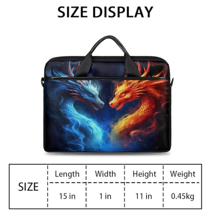 Laptop Shoulder Bag for Women Men, Waterproof Computer Case Messenger Bag Briefcase for Business Office Travel - color: Red and Blue Firey Dragon Animal