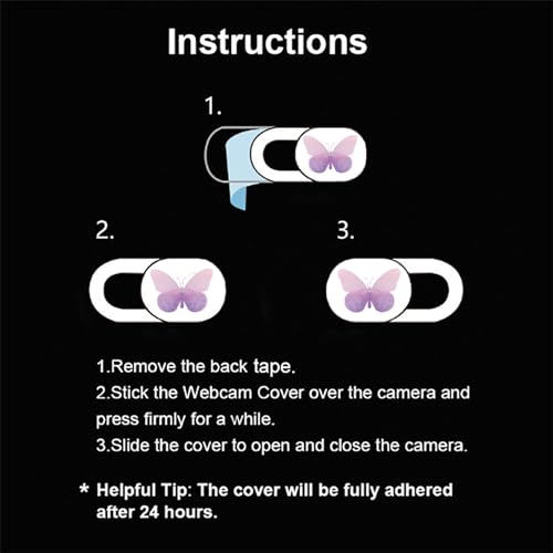 Webcam Cover Slide Ultra Thin Laptop Camera Privacy, 3 Butterfly | 3 Pcs Buterfly, Ultra thin camera cover fit for Cell phone desktop tablet PC, front camera blocks webcam to protect privacy - color: Butterfly