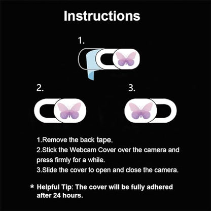 Webcam Cover Slide Ultra Thin Laptop Camera Privacy, 3 Butterfly | 3 Pcs Buterfly, Ultra thin camera cover fit for Cell phone desktop tablet PC, front camera blocks webcam to protect privacy - color: Butterfly