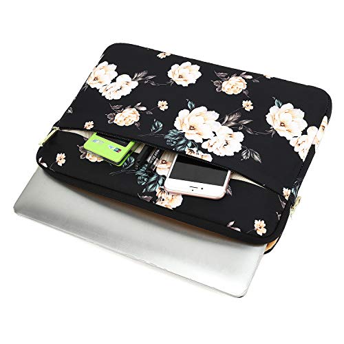 15 inch Laptop Sleeve, Compatible with MacBook pro 15.4 ，MacBook Air 15.4 MacBook pro 16 and 15.6 inch Notebook Computer, Water Repellent Laptop Bag,Shockproof case(15-15.6 inch, Black Peony) - color: Black Peony, size: 15-15.6 inch