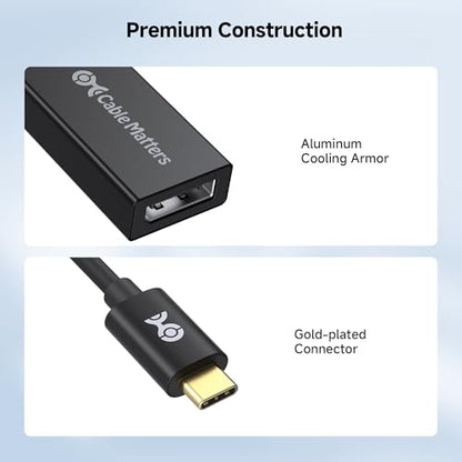 Cable Matters 32.4Gbps Unidirectional USB C to DisplayPort 1.4 Adapter | 8K@60Hz / 4K@240Hz, HDR, USB C to DP 1.4, Compatible with Thunderbolt 4/USB4, iPad Pro, iPhone, and MacBook