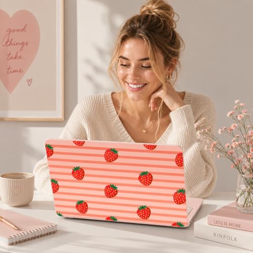 for MacBook Neo 13 Inch Case 2026 Release Model A3404, Pink Aesthetic Ultra-Slim Hard Shell with Keyboard Cover, 6-in-1 Laptop Accessories Bundle for Women Girls, Fresh Strawberry Fruit - color: Fresh Strawberry Fruit