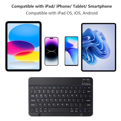 Ultra-Slim Rechargeable Bluetooth Keyboard Portable Wireless Keyboard for iPad A16 11th 10th Generation, iPad Pro iPad Air iPad Mini iPhone, Android Samsung Galaxy Tablet Smartphone Cell Phone (Black) - color: Black
