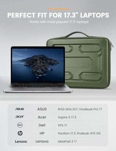 DOMISO 17 inch Laptop Sleeve with Handle Shockproof Waterproof EVA Protective Case for 17.3" ZBook Fury 17.3 G8/MSI GS73VR Stealth Pro/HP Envy 17/LG Gram 17"/ROG Strix GL702VS, Green - color: Green, size: 17.3 inch