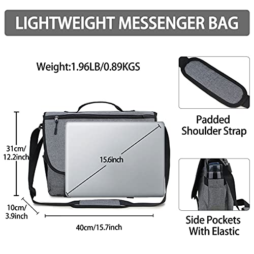 RAVUO Messenger Bag for Men, Water Resistant Lightweight Satchel 15.6 17 Inch Laptop Bags Shoulder Bookbag - color: 15.6 Inch-grey