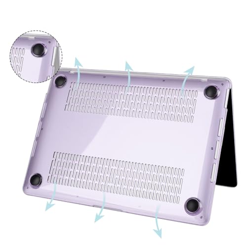 B BELK for MacBook Air 13 inch Case M1 2021 2020 2019 2018, Crystal Purple | Model A2337 A2179 A1932, Plastic Laptop Hard Shell for MacBook Air 13.3 inch Case with Keyboard Cover & Screen Protector - color: Crystal Purple