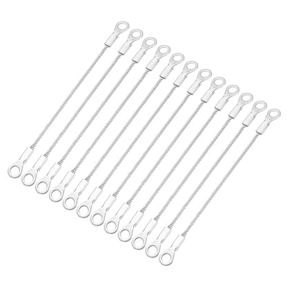 12 Pcs Security Cable Lock - Double Loop Cable (0.33 ft x 0.08 Inch) Vinyl Coated 304 Stainless Steel Safety Flexible Wire Rope Luggage Bike Anti-Theft Security Chain Lock, Silver - size: 0.33 ft x 0.08 Inch