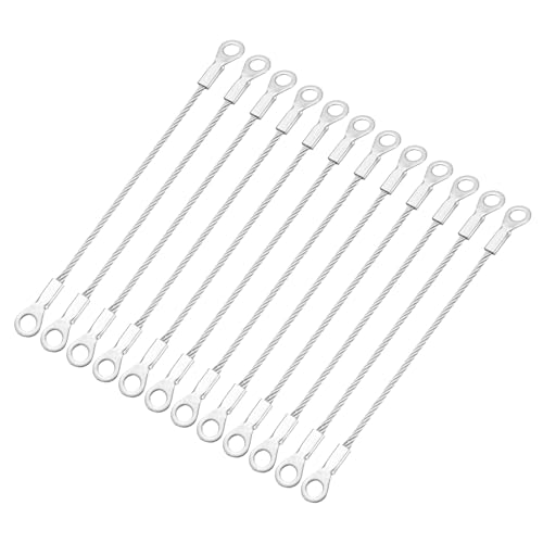 12 Pcs Security Cable Lock - Double Loop Cable (0.33 ft x 0.08 Inch) Vinyl Coated 304 Stainless Steel Safety Flexible Wire Rope Luggage Bike Anti-Theft Security Chain Lock, Silver - size: 0.33 ft x 0.08 Inch