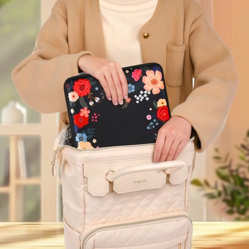 MOSISO Laptop Case 13.3 inch, 13-13.3 inch Laptop Sleeve Compatible with MacBook Neo/Air 13.6/Pro 13/Pro 14, HP Dell ASUS Lenovo, Neoprene Computer Sleeve Bag with Small Case, Ink Dyed Flowers