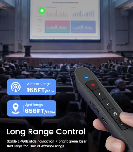 Green Light Presentation Clicker for Teachers – USB-C Rechargeable Wireless Presenter for PowerPoint/Keynote/Google Slides, Plug & Play Remote for Mac/Windows/Laptop - style: Green+Rechargeable