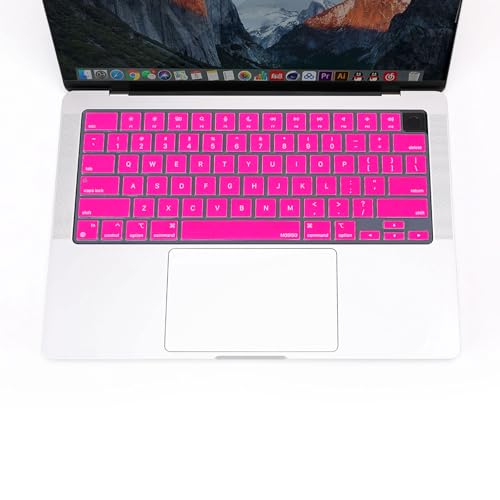 MOSISO Keyboard Cover Skin Compatible with MacBook Air 15 inch M3 M2 | A3114 A2941/Air 13.6 A3113 A2681/Pro 14/16 M4 M3 M2 M1, Bright Rose - color: Bright Rose