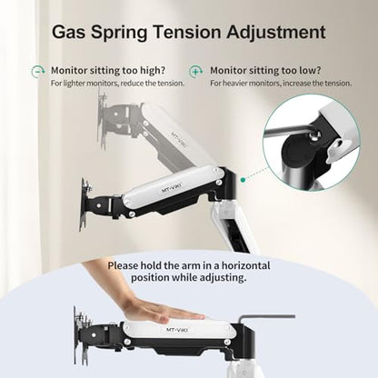 MT-VIKI Dual Monitor Stand - Gas Spring Double Monitor Arm with Quick Release VESA Plates for 2 Screens 17-32 Inch, Full Motion Articulating Desk Mount, Holds 4.4-19.8lbs - size: Dual Arm