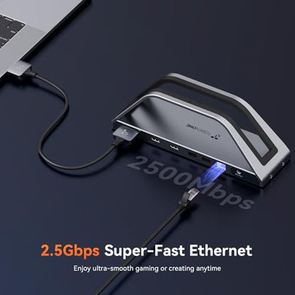 TobenONE MacBook Pro Docking Station Dual 4K Monitor, 150W Charger, 7 USB | Plug and Play, Laptop Docking Station Stand for MacBook M1-M5 Pro/Max, 10Gbps/PD 30W, 2.5G Ethernet, for Home, Office, Studio
