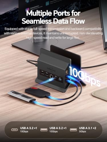 USB C Docking Station Dual Monitor 4K@60Hz, 11-in-1 Vertical Laptop Stand Dock, 100W PD, 10Gbps Data, Gigabit Ethernet, Compatible with Dell Lenovo HP Windows Laptops, Black - color: Black