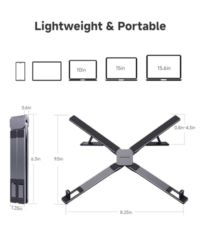 Laptop Stand for Desk, Foldable Adjustable Computer Riser | 3-in-1 Riser Holder for Laptop/Tablet/Phone, X-Frame Foldable Stand Compatible with MacBook Air Pro/HP/Dell/iPad/iPhone
