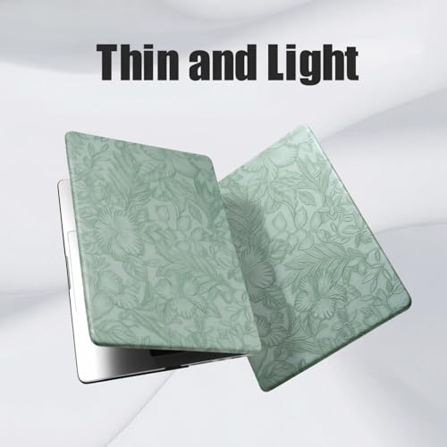 DTangLsm for MacBook Air 15 inch Case 2026 M5 2025 2024 2023 M4 M3 M2 Chip | Model A3448 A3241 A3114 A2941, Elegant Textured Retro Leather Hard Shell Mac Air 15 Laptop Case & Keyboard Cover, Sage Green - color: Embossed Floral Green