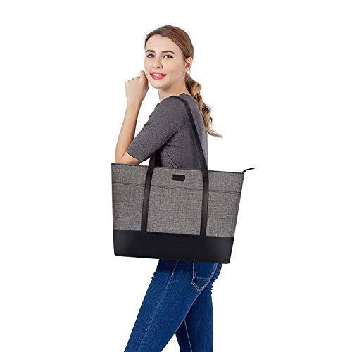 MOSISO Laptop Tote Bag for Women 15-16 inch, Teacher tote bag | PU Leather Lightweight Business Travel School Bag with laptop compartment & Front 3 Pockets - size: 15.6 inch