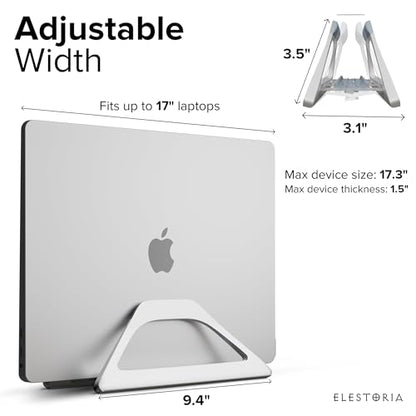 Aluminum Vertical Laptop Stand with Gravity Auto-Lock – Adjustable Laptop Holder Vertical fits MacBook Pro/Air, Chromebook & Gaming Laptops up to 17.3" – Space-Saving Desktop Dock - Silver - color: Silver