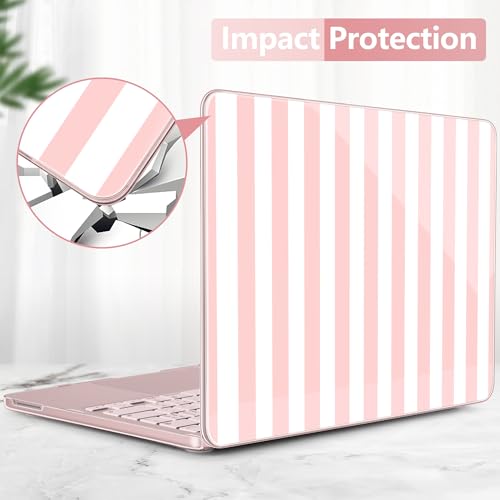 Batianda Case for MacBook Neo 13 Inch 2026 Model A3404, Pink Stripe | 4-in-1 Laptop Accessories Bundle with Pink Stripe Design, Ultra Slim Hard Shell for Girls, Students and Preppy Style Users - color: Pink Stripes