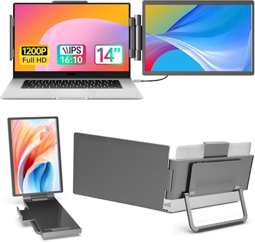 14 inch Portable Monitor FHD 1200P, 14" 1200P Laptop Screen Extender 1920x1200p, 16:10, IPS, HDR, Mini HDMI, USB-C & USB-A