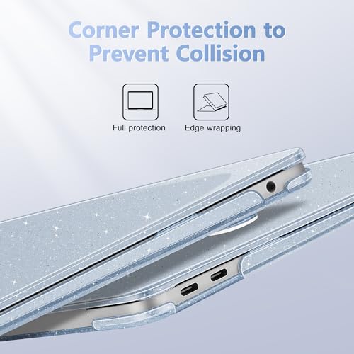 May Chen Compatible with MacBook Air 13 inch Case 2021 2020 2019 2018 Release Model: M1 A2337 A2179 A1932, Plastic Hard Shell Case for Ma Air 13 inch with Retina Display Fits Touch ID, Blue Glitter - color: Blue Glitter