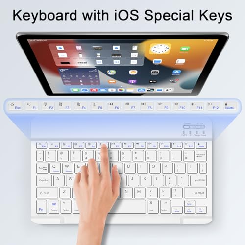 Wireless Keyboard and Mouse Combo, Rechargeable Bluetooth Keyboard & Mouse with 2.4 GHz Wireless USB Receiver, Compatible with iPad, Smartphone, PC, Laptop, Windows/iOS/Android, White - color: White