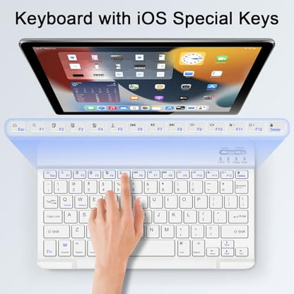 Wireless Keyboard and Mouse Combo, Rechargeable Bluetooth Keyboard & Mouse with 2.4 GHz Wireless USB Receiver, Compatible with iPad, Smartphone, PC, Laptop, Windows/iOS/Android, White - color: White