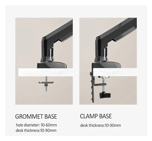 F80 + FP-2 Full Motion 360 Swivel Pivot 2-9kg Gas Spring Arm 10"-17" Laptop Tray Desk Stand Clamp 10-90mm Grommet Hole(Black) - color: Black