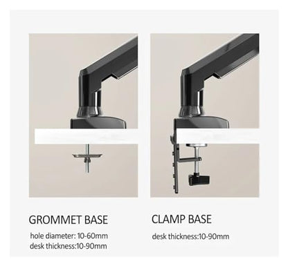 F80 + FP-2 Full Motion 360 Swivel Pivot 2-9kg Gas Spring Arm 10"-17" Laptop Tray Desk Stand Clamp 10-90mm Grommet Hole(Black) - color: Black