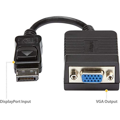 StarTech Active DisplayPort to VGA Adapter, 1080p, DP 1.2, Dongle (DP2VGA) | DP 1.2 to VGA, DP++ Source, EDID & DDC Pass-Through, VGA Screw Locking, Latching, No Drivers, Digital to Analog, 1920 x 1200 - size: 3 inches