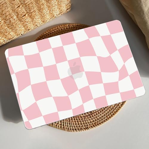 AKIT for MacBook Air 13 inch Case M5 M4 M3 M2 2026-2022, Pink Checkboard | A3449 A3240 A3113 A2681, Funny Pattern Hard Shell Laptop Case+Screen Protector+Keyboard Cover for MacBook Air 13.6 inch - color: Pink Checkboard