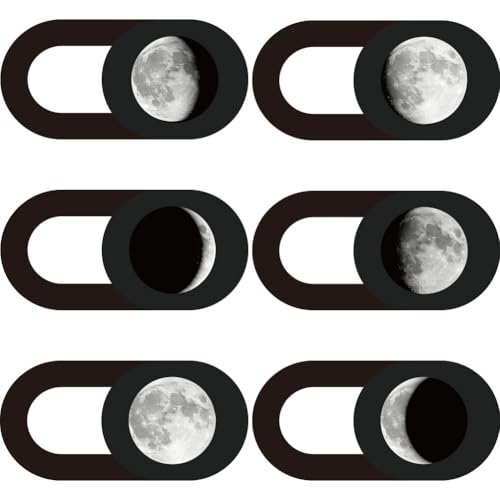 6Pcs 6 Styles Laptop Camera Cover Moon 0.03 Inch Ultra Thin Webcam Privacy Cover for Mini PC Phone Laptop Desktop Tablet Moon Phase Plastic Durable Privacy Protectors for Home Office Use - color: Moon