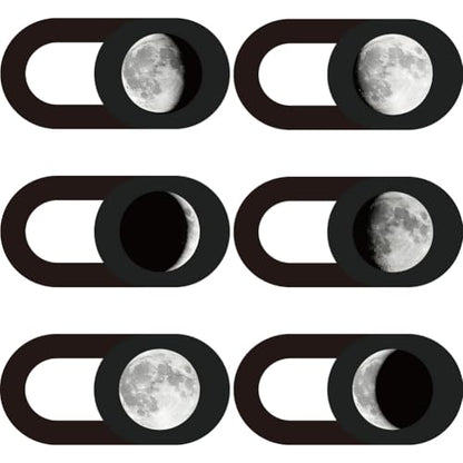 6Pcs 6 Styles Laptop Camera Cover Moon 0.03 Inch Ultra Thin Webcam Privacy Cover for Mini PC Phone Laptop Desktop Tablet Moon Phase Plastic Durable Privacy Protectors for Home Office Use - color: Moon