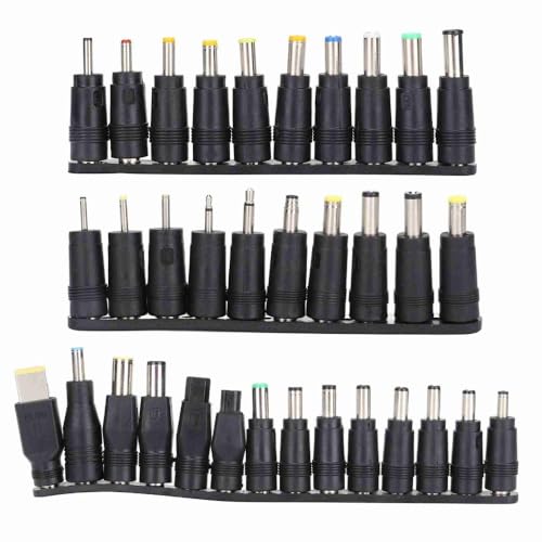 34Pcs DC Connector Power Plugs 5.5x2.1mm Female Base - Universal Laptop Charger Connector Adapter Tips