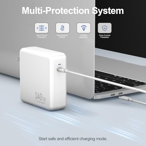 Compatible with MacBook Pro Charger 140W USB C Fast Charger Adapter | for Mac Pro/Air M2 M3 M4 M5 16, 15, 14, 13 Inch iPad Pro iPhone Samsung Galaxy and All Type C Device