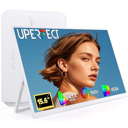 UPERFECT Portable Monitor 15.6", 125% sRGB 1080P Laptop Monitor (White) | Ultra-Slim Display, USB-C & MINI HDMI, 350 Nits, VESA & Case, Travel Small Second Screen for Computer, Mini PC, Game Consoles - size: 15.6 Inches