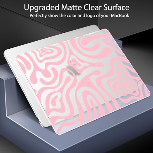 for 2026 MacBook Air 13-inch Laptop Case M5 2026 M4 2025 M3 2024 M2 2022 Release Model A3449 A3240 A3113 A2681, Hard Shell Cover for MacBook Air 13.6 inch, Pink Wave Pattern - color: Pink Wave Pattern