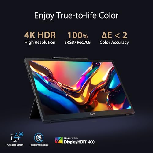 ASUS ProArt Display 15.6” 4K Pen Display (PA169CDV) – IPS, UHD (3840 x 2160), WACOM Feel EMR, 100% sRGB, Calman Verified, Pantone Validated, Speakers, USB-C, 10-Point Touch, Dial, 3 Year Warranty - style: 16" 4K Touch Wacom