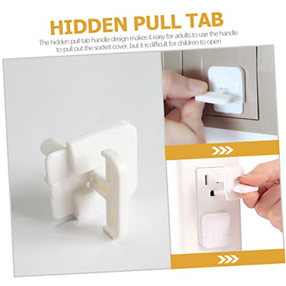 Housoutil 50Pcs USB Cover Caps Outlet Covers for Boy Girl Safety Anti-dust Plug Protector with Hidden Pull Tab for Easy Use Electrical Protection White
