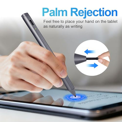USI 2.0 Stylus Pen for Chromebooks, Palm Rejection | Stylus Pen for Chromebooks Acer Spin,ASUS Flip,Lenovo Duet/IdeaPad/Flex,Amazon Fire Max 11/Fire HD 10, Google Pixel, Grey - color: Grey