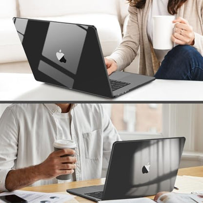 Fintie Case for MacBook Air 15 Inch A3448 A3241 A3114 A2941 (2023 2024 2025 2026 Release), [Ultra-Transparent] Slim Snap On Hard Shell Cover for MacBook Air 15.3" M2 M3 M4 M5 Chip (Crystal Black) - color: Crystal Black