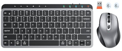MEETION Wireless Keyboard Mouse Combo, Bluetooth Multi-Device Rechargeable | Compact keyboard and mouse with easy switching between 3 devices, low-profile keys, works with Windows, Mac and iOS devices - color: Compact Black